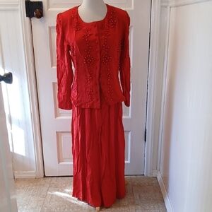Vintage 80s Nwt Chic Red Maxi Dress